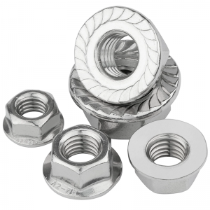 Inch Measurement System M4 M8 Stainless Steel Plain Surface with Flange Hexagon Nuts UNC UNF Fine Pitch Flange Hex Nut
